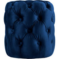 SITZHOCKER Bador Samt Blau Hocker Schlafzimmer - Blau, Textil (42/46/42cm) - DELUKE