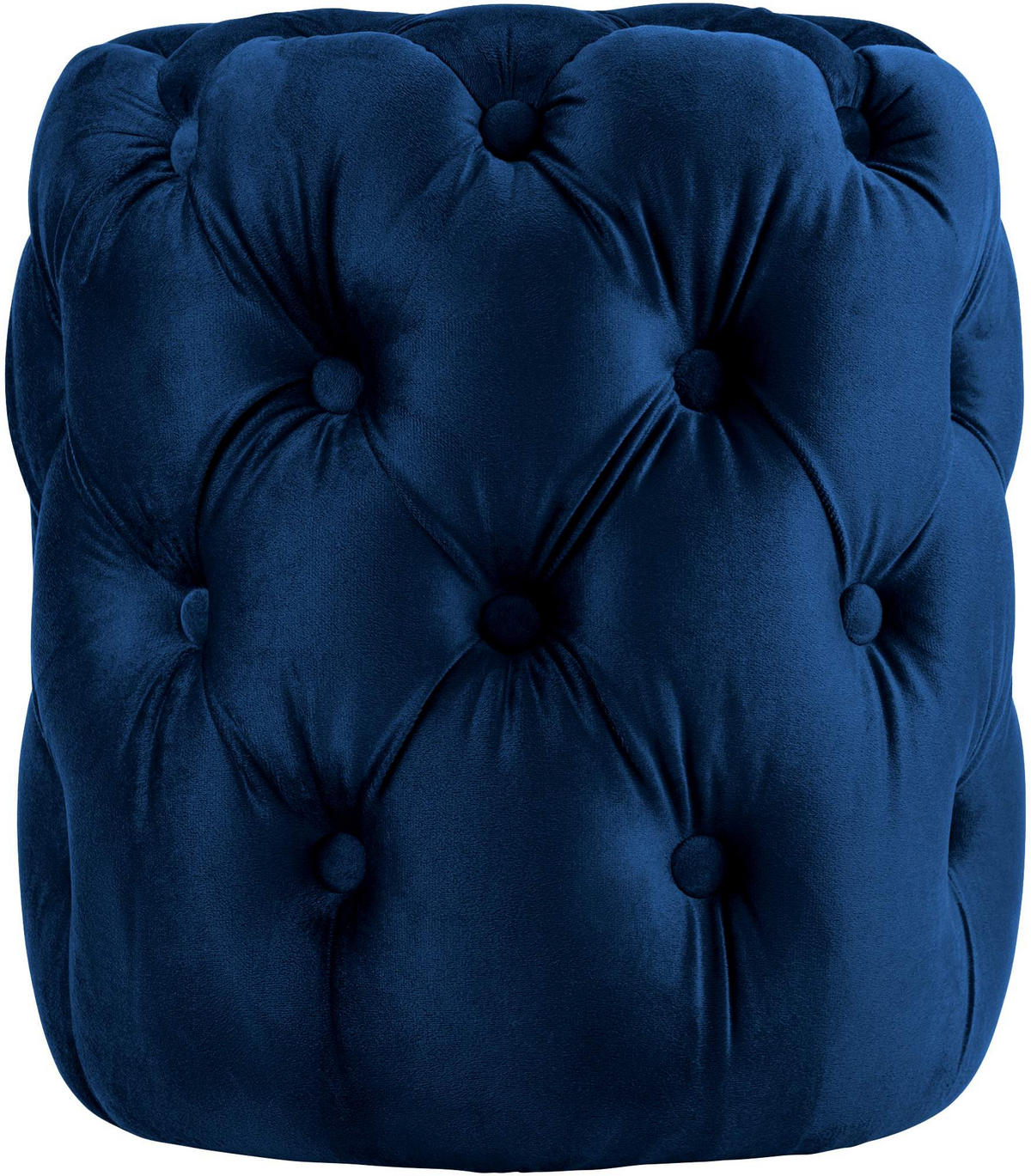 SITZHOCKER Bador Samt Blau Hocker Schlafzimmer - Blau, Textil (42/46/42cm) - DELUKE