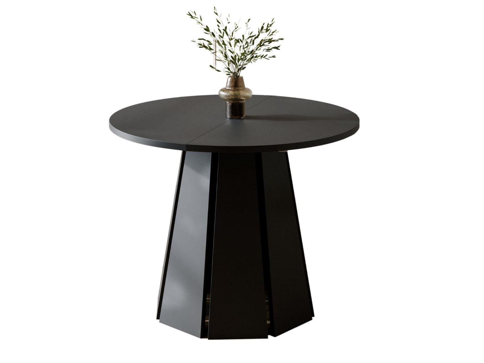 ESSTISCH ausziehbar 100-180 schwarz MORIA - Schwarz Hochglanz, Holzwerkstoff (100/100/77cm) - Compleo24