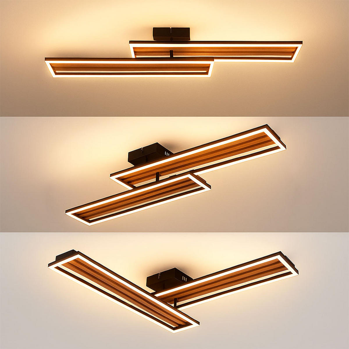 LED DECKENLEUCHTE Metall Holzoptik Braun Schwenkbar - Braun, Metall (90/21/10cm) - Globo Lighting