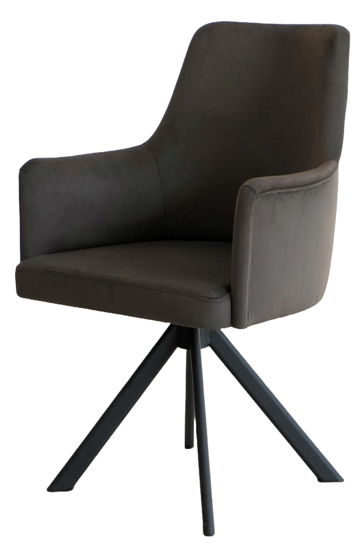 ARMLEHNENSTUHL Sello schlamm mit S-Fuß drehbar - Schlammfarben/Schwarz, Textil/Metall (55/90/58cm) - INKA furniture