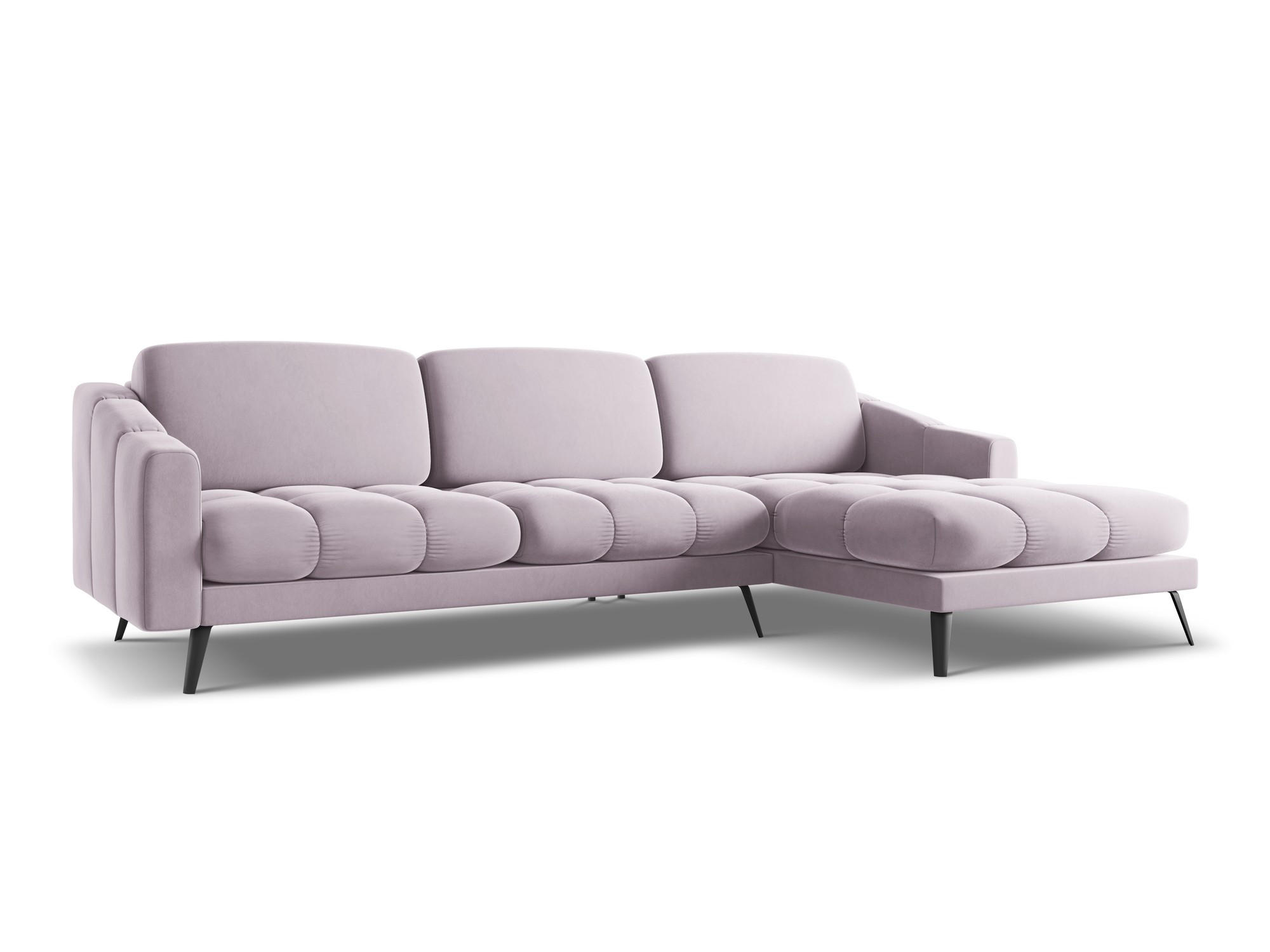 ECKSOFA Rechts Samt Stoff Violett - Lila/Flieder, Textil/Metall (264/160cm) - Makamii