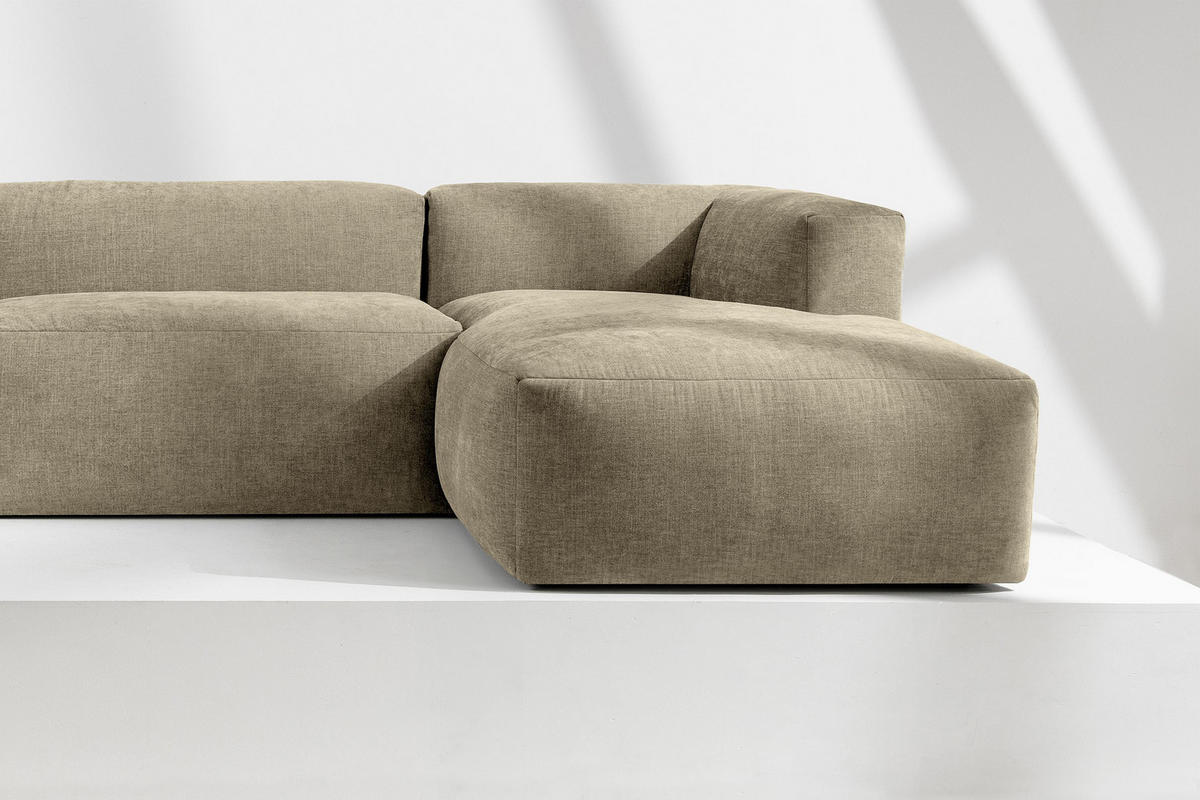 ECKMODULSOFA-RECHTS BUFFO 3/4 Sitzer mit extrem weicher Sitzfläche, Gewebestoff, sandfarben - Sandfarben, Textil (237/180cm) - KONSIMO®