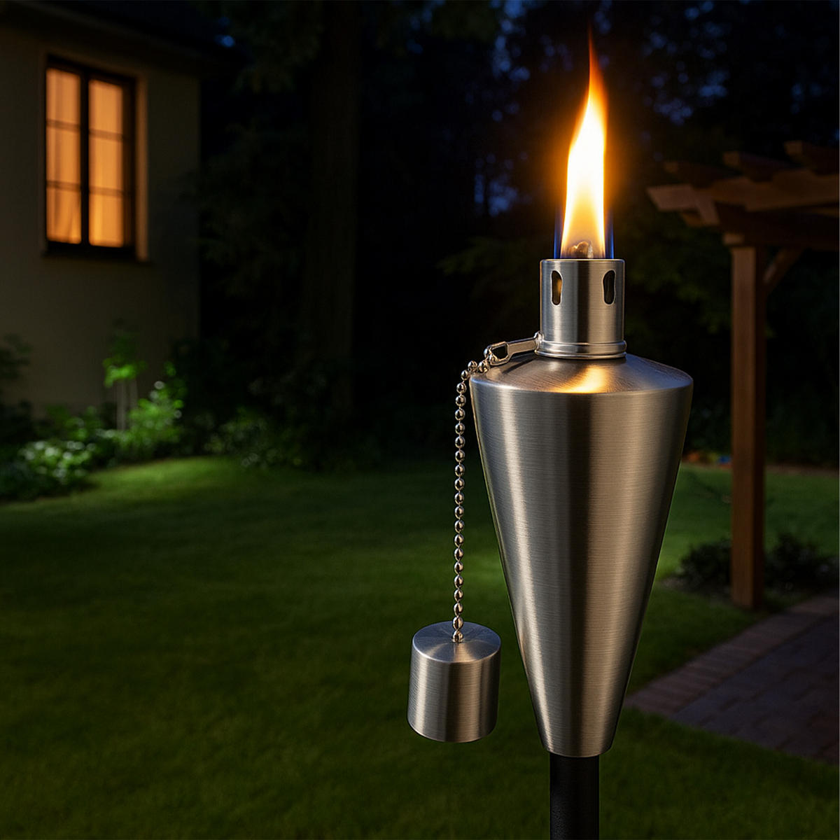 3xGARTENFACKEL - Schwarz, Metall (115cm) - Relaxdays