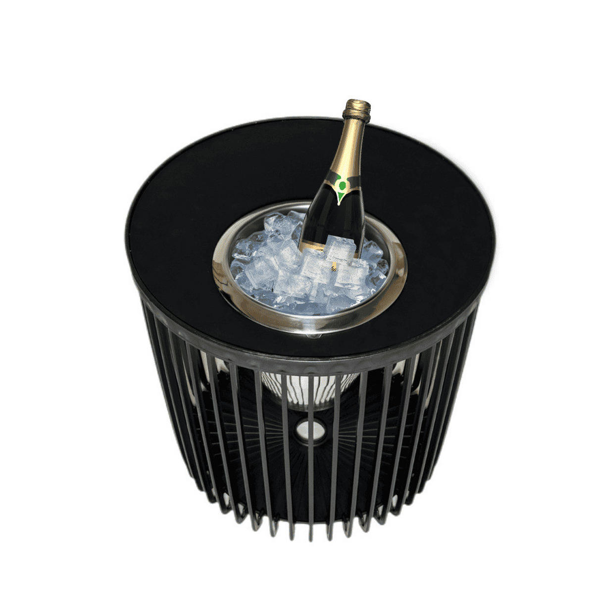 BEISTELLTISCH MIT EDELSTAHL-WEINKÜHLER Copenhagen schwarz 45 cm - Schwarz, Kunststoff (45/45/45cm) - COOTAB Cooler Table