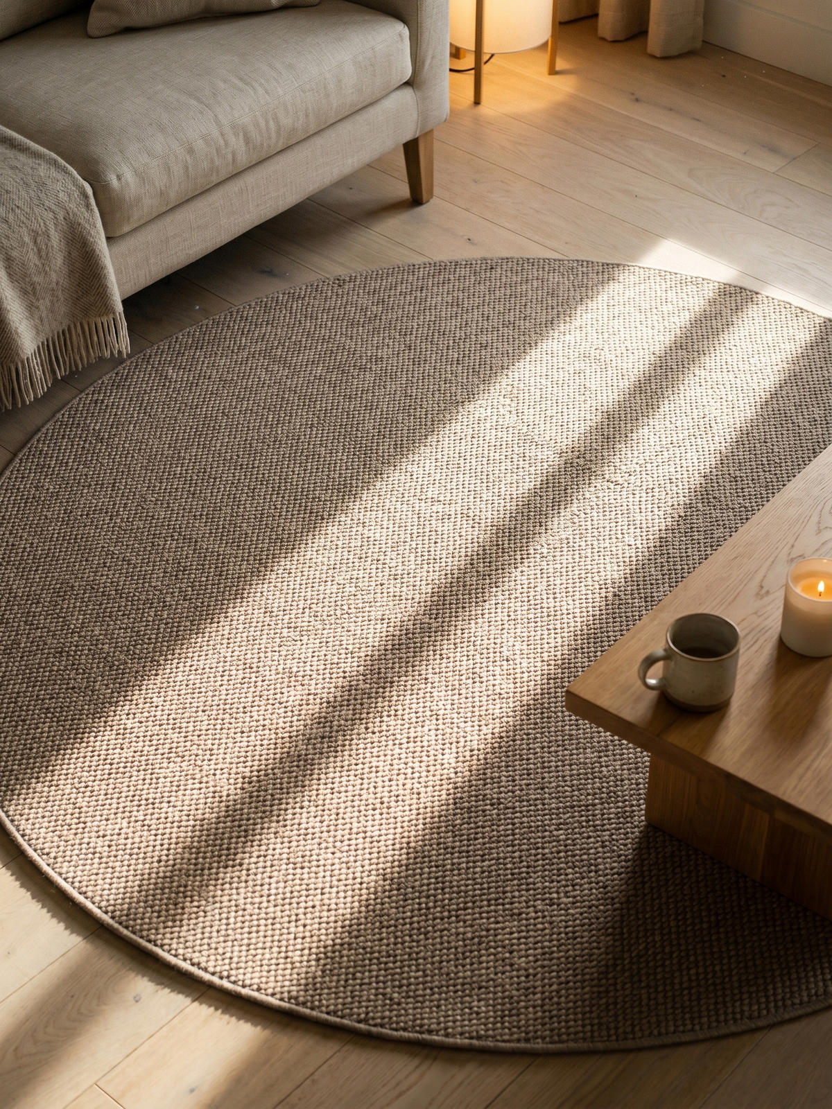 TEPPICH Flachgewebe LANGAU in Beige, meliert, Ø 200 cm - Beige, Textil (200/200cm) - KADIMA DESIGN