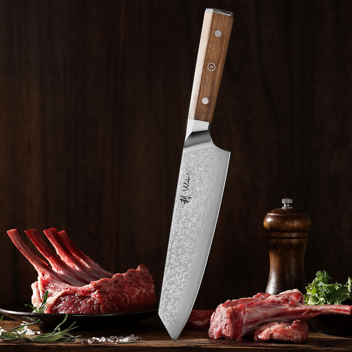 KIRITSUKEMESSER 20 cm - Braun, Metall (34cm) - Wakoli