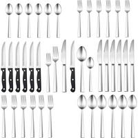 BESTECKSET 36-teilig für 6 Personen mit Steakmessern - Silberfarben, Metall