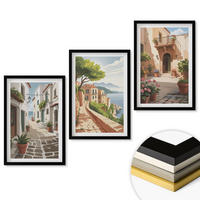 WANDBILDER 3er-Set - 40x60 cm Schwarzer Rahmen - Straßen, Häuser, Pflanzen, Töpfe - Schwarz, Kunststoff (40/60cm) - ArtPrintCave