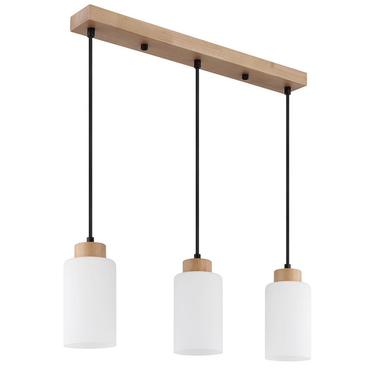 PENDELLEUCHTE Holz braun, 3-flammig, Glas opal - Braun, Holz (60/10/120cm) - Globo Lighting