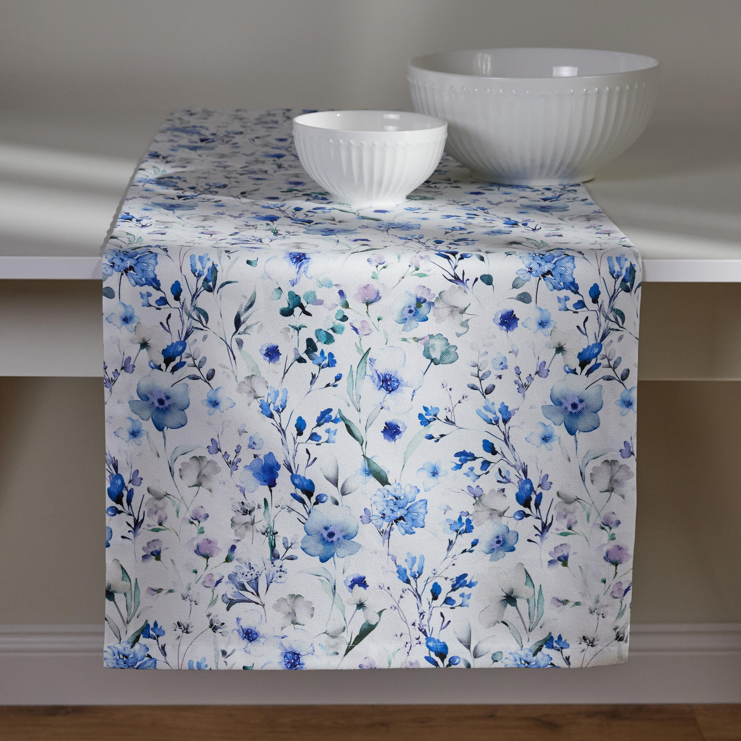 TISCHLÄUFER Louisano - Blau, Textil (180/40/1cm) - home&you