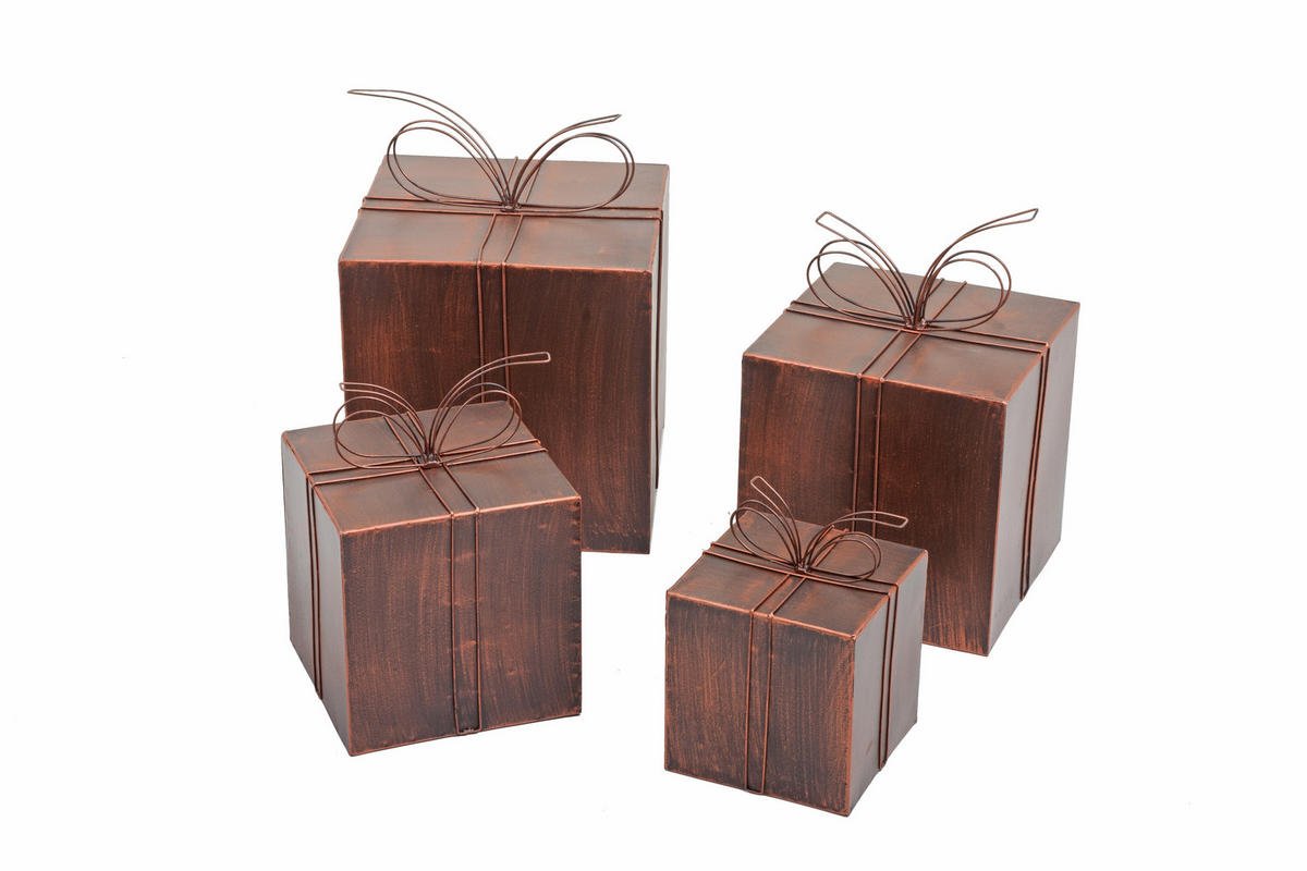 GESCHENKPAKETE Mefo 4er Set Stahl Rostfarben 48x35x35cm - Rostfarben, Metall (35/48/35cm) - DELUKE