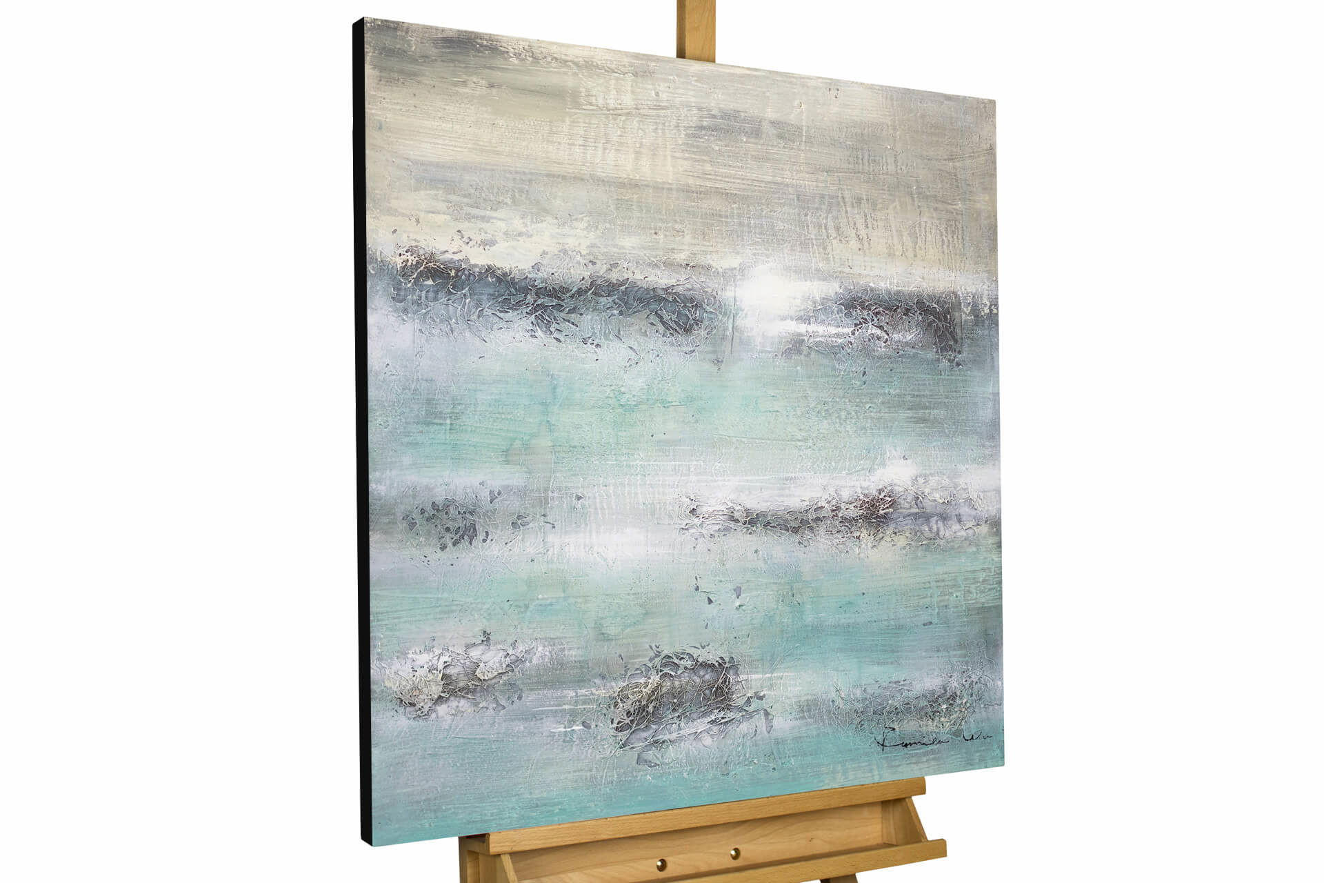Kunstloft Acrylbild Beige, Petrol 80x80 cm