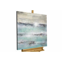 ACRYLBILD HANDGEMALT 80/80 cm - Beige/Petrol, Holz/Textil (80/80cm) - KUNSTLOFT