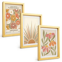 BILDER SET 3er Set - 20x30 cm Goldrahmen - Pastellfarbene Sonnenblumen - Goldfarben, Kunststoff (20/30cm) - TULUP