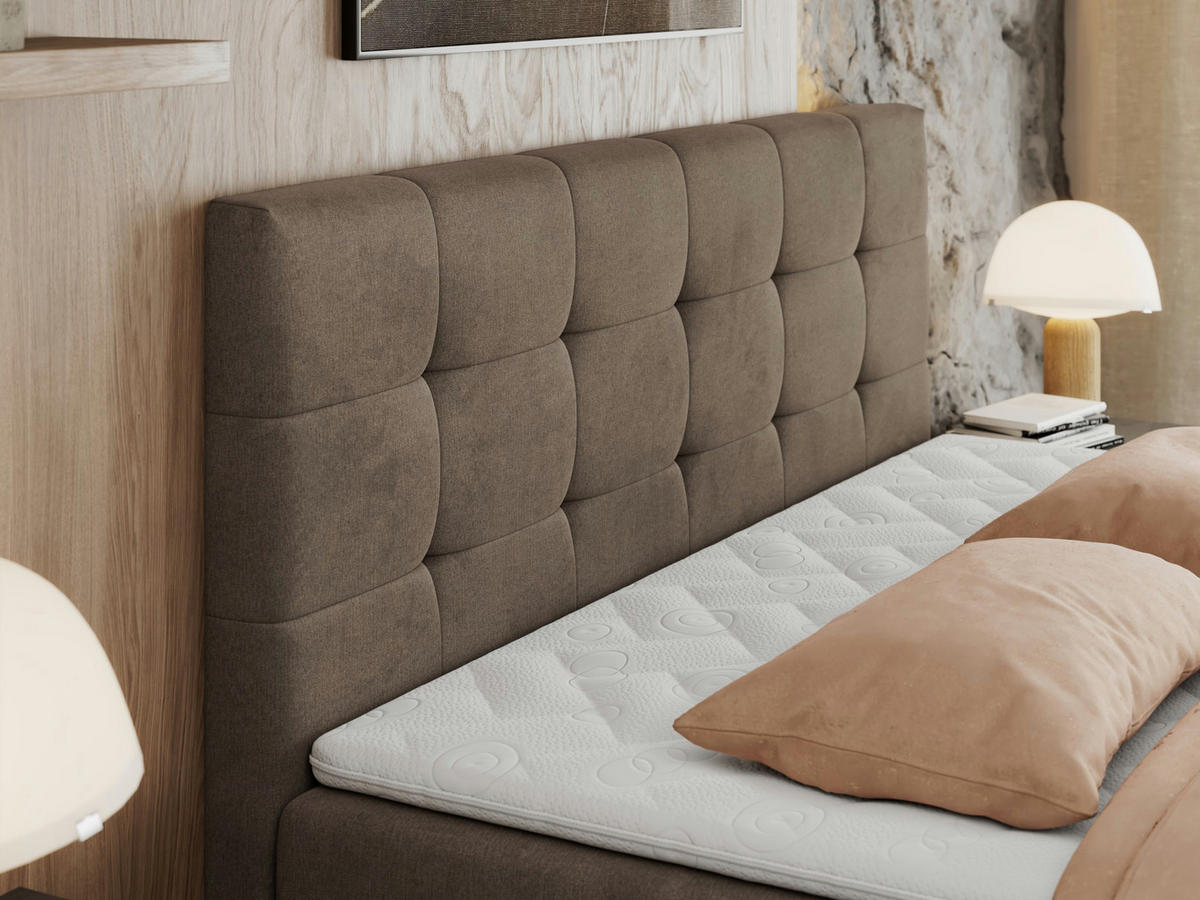 BOXBETT CENTO 120/200 Braun Velvet - H3 - Braun, Holz/Textil (120/200cm) - MKS