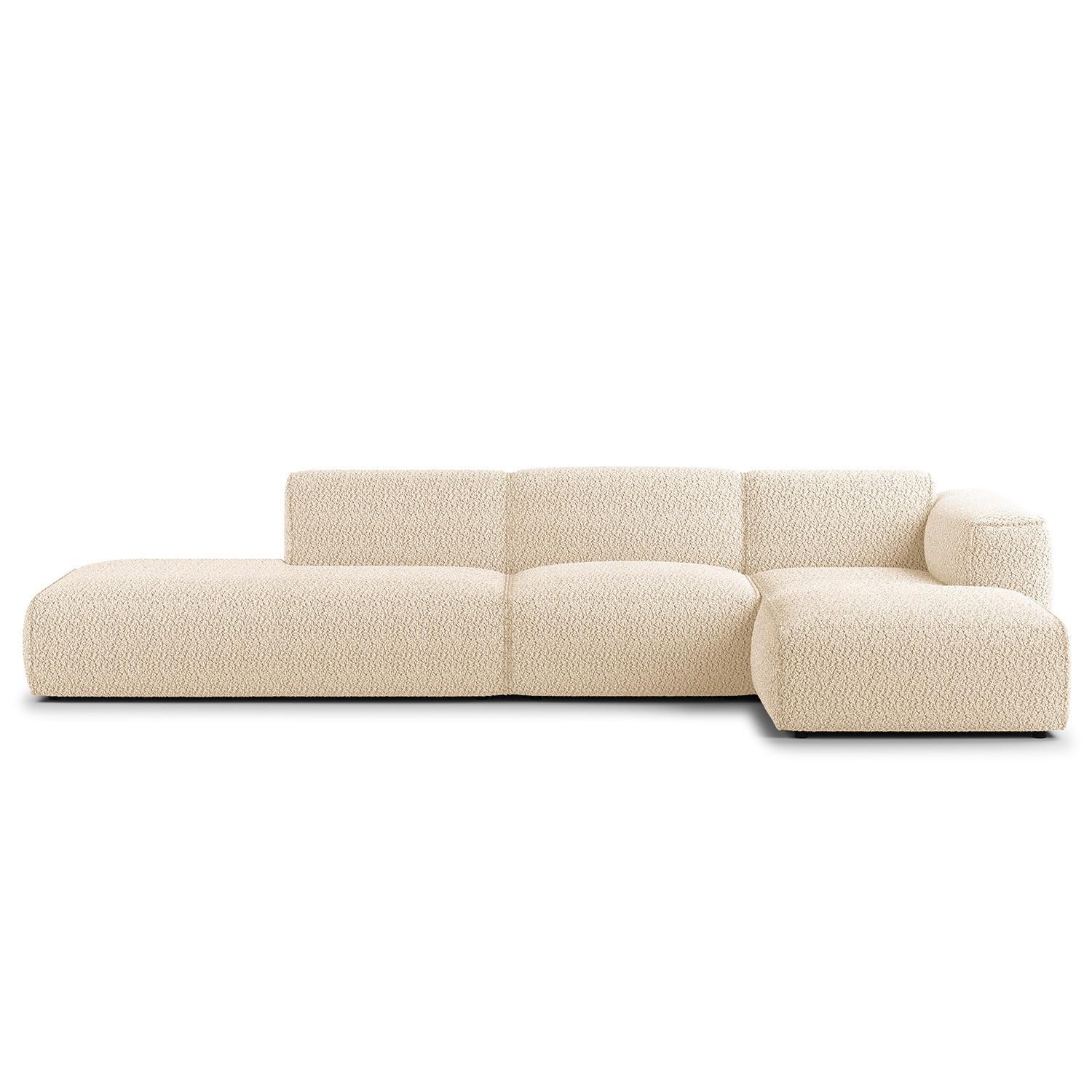 ECKSOFA mit Chaiselongue - Beige/Schwarz, Textil (290/173cm) - home24