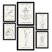 POSTER Set Mit 6 Yoga Musen 1 A3 & A4 Schwarzer Rahmen - Schwarz, Papier (29/3/42cm) - Nacnic