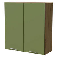 HÄNGESCHRANK Brerra W4/90 Eiche Artisan / RAL 6025 farngrün Matt 90 / 32,5 / 96cm - Eiche Artisan/Grün, Holz/Holzwerkstoff (90/96/32.5cm) - Feldmann-Wohnen