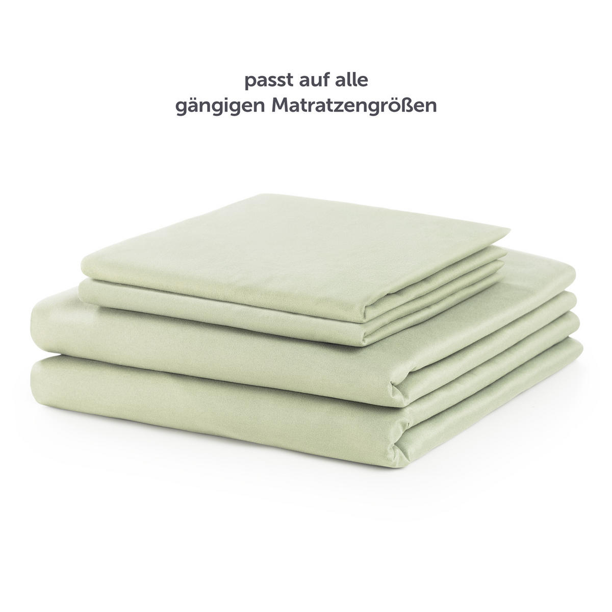 BETTLAKEN 3er Set - Spannbettlaken 180x200x30cm 2X Kissenbezug 50x80cm - Light Olive Green - Hellgrün, Textil (180/200cm)