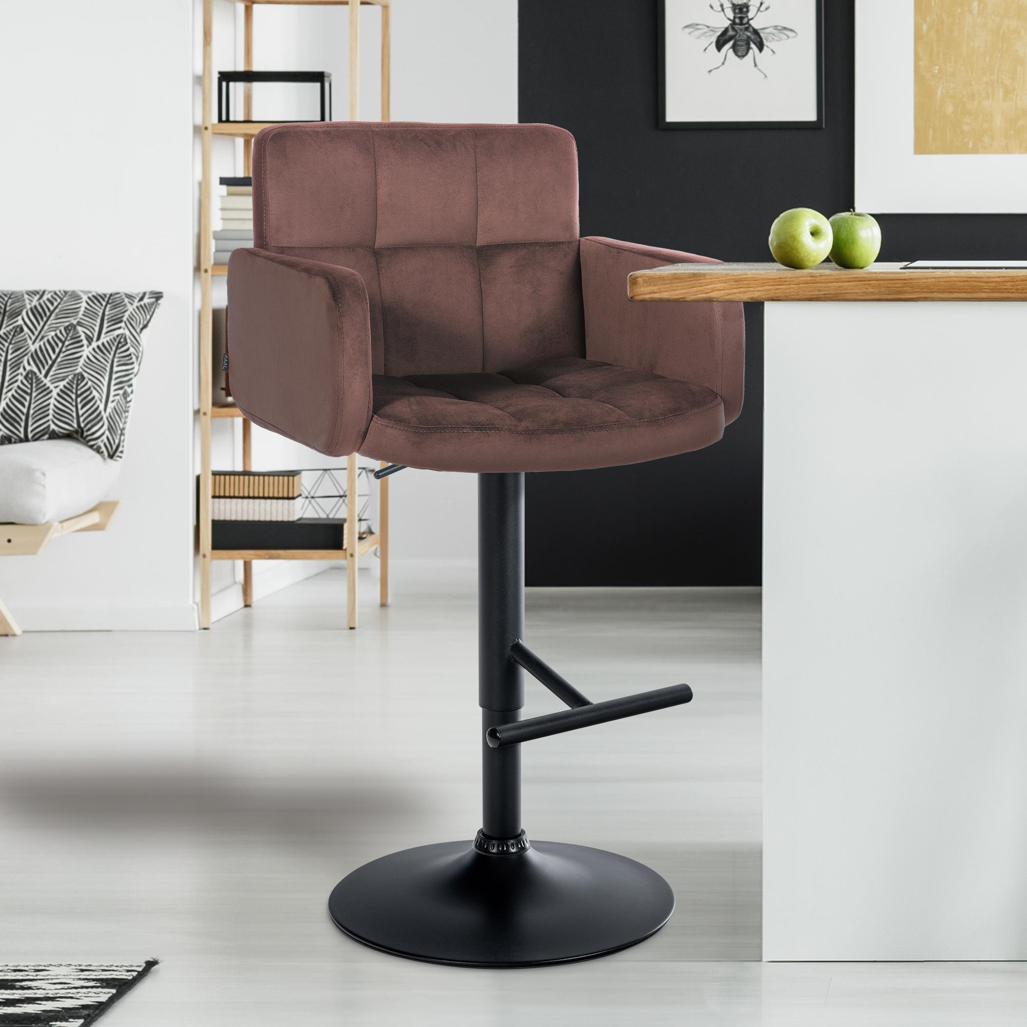 BARHOCKER Samt Braun - Schwarz/Braun, Textil/Metall (60/93/56cm) - CLP