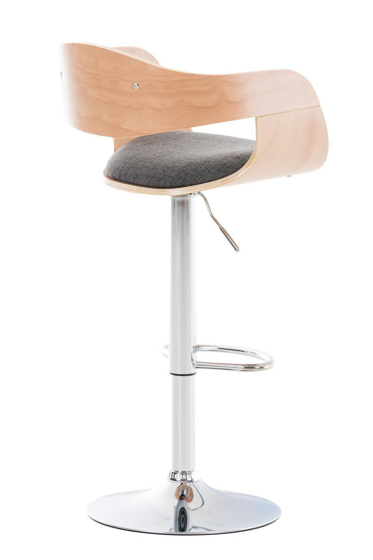 BARHOCKER 2er Set Stoff natura/hellgrau - Chromfarben/Eukalyptusholzfarben, Textil/Metall (50/88/48cm) - CLP
