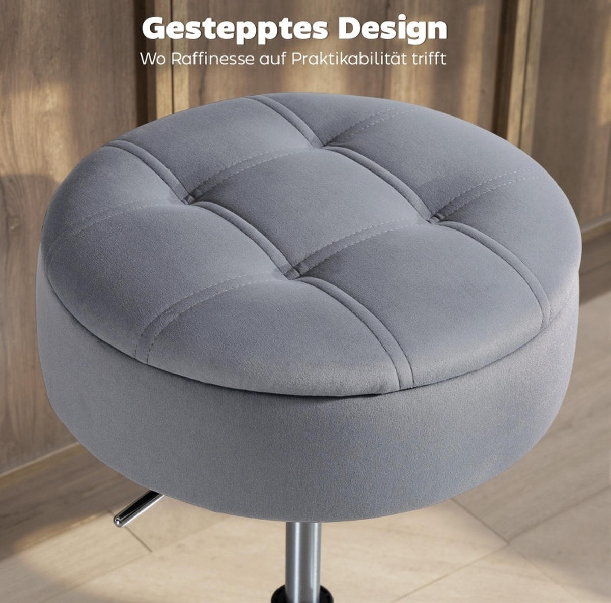 BARHOCKER 40/26/40 cm Grau mit Stauraum, höhenverstellbar und drehbar - Grau, Textil (39/65/39cm) - MIVRAY