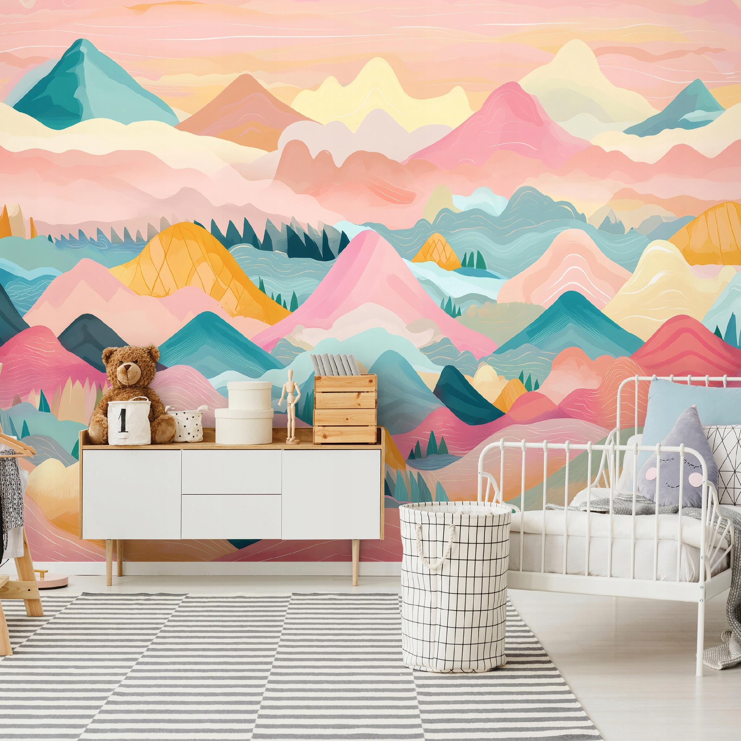 FOTOTAPETE Gebirge Wolken Rosa 254x184 cm - Multicolor, Textil (254/184cm) - Wallarena