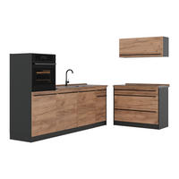 KÜCHENZEILE R-Line, Goldkraft Eiche/Anthrazit, 220 cm Arbeitsplatte Goldkraft Eiche - Honigeiche/Anthrazit, Holzwerkstoff (220/143/60cm) - Vicco