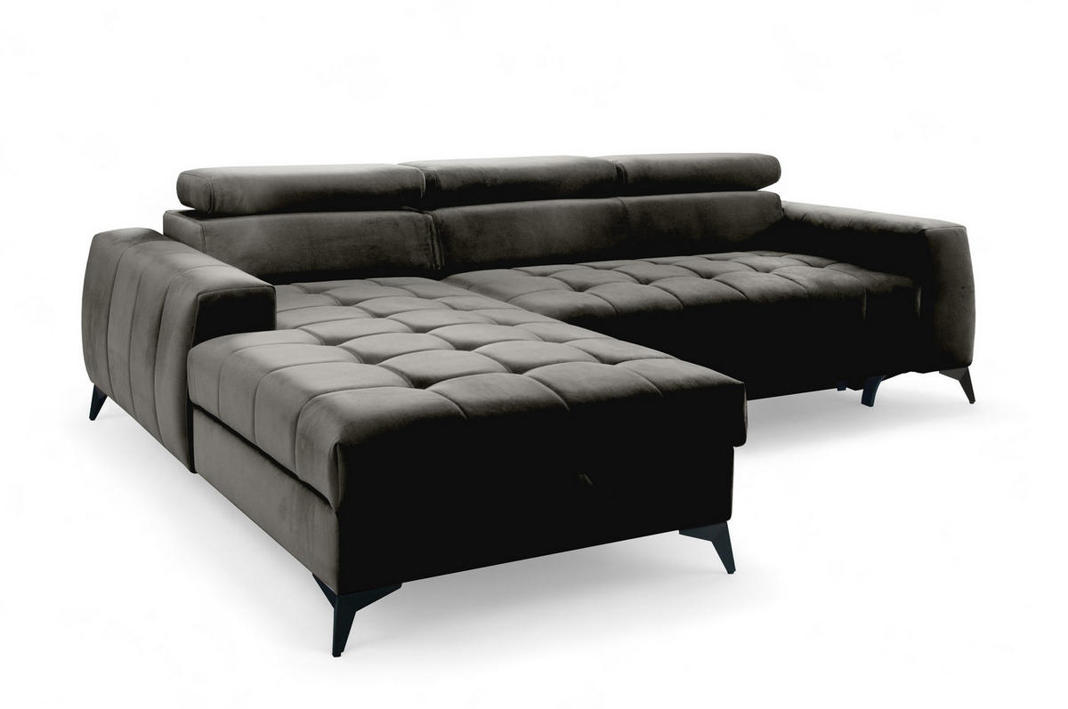 ECKSOFA Agnesa Xs In Salvador - Schwarz, Holzwerkstoff/Textil (260/200cm) - Fun Möbel