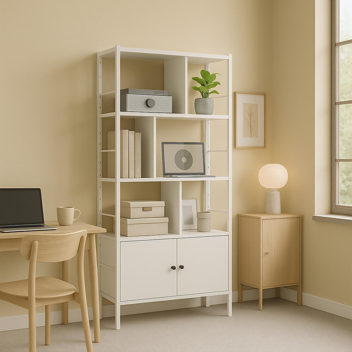 BÜCHERREGAL - Weiß, Holzwerkstoff/Metall (74/154.5/30cm) - Relaxdays