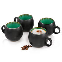 CAPPUCCINOTASSEN SET PALM BEACH - 4 teilig aus Steingut - Grün, Keramik (0.5L) - Sänger