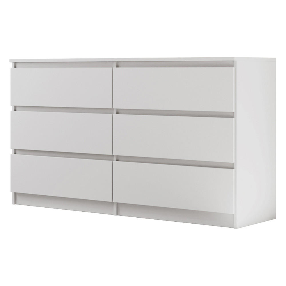 KOMMODE Lemon mit 6 Schubladen, 140 cm, Weiß matt - Weiß, Holzwerkstoff (140/78/39cm) - Beautysofa