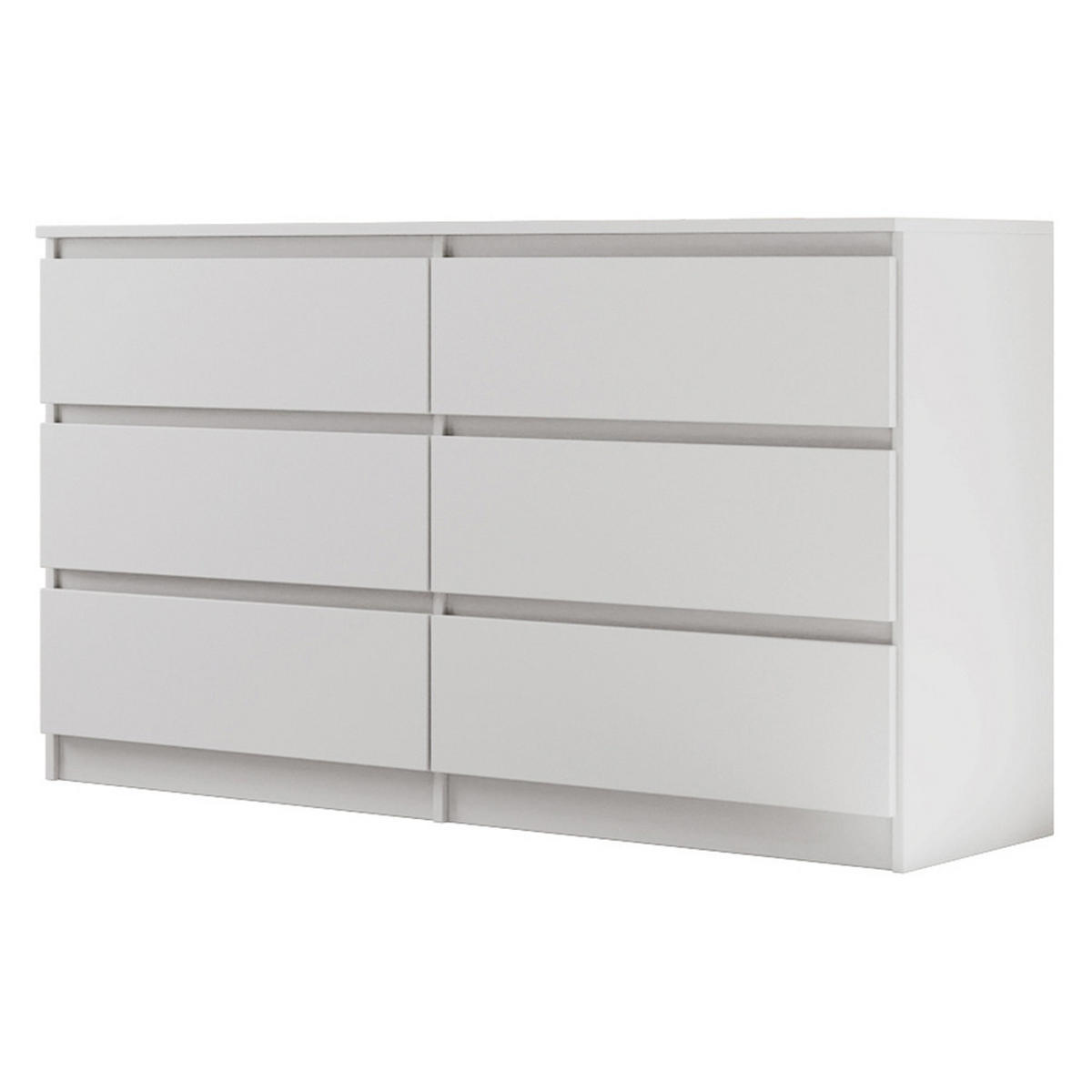 KOMMODE Lemon mit 6 Schubladen, 140 cm, Weiß matt - Weiß, Holzwerkstoff (140/78/39cm) - Beautysofa