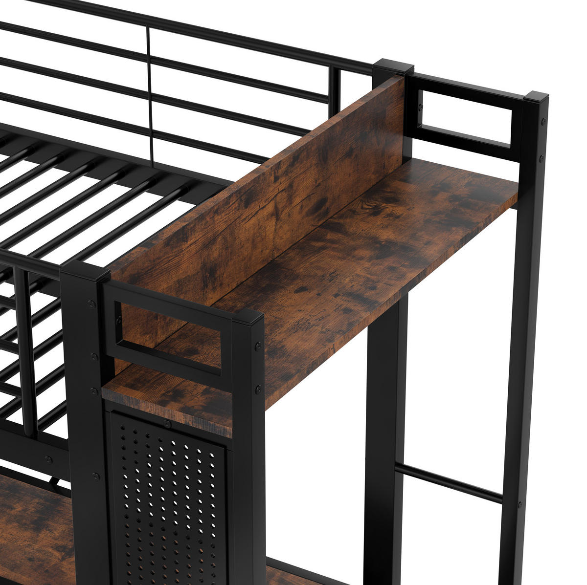 HOCHBETT 90/200 cm Schwarz aus Metall mit Schreibtisch - Schwarz, Metall (90/200cm) - OKMYHOME