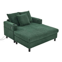 SCHLAFSOFA,SCHLAFSESSEL,SCHLAFCOUCH Grün, Cordbezug mit Beleuchtung&USB und Getränkehalter - Grün, Textil (142/85/128cm) - PARAFTA HOME