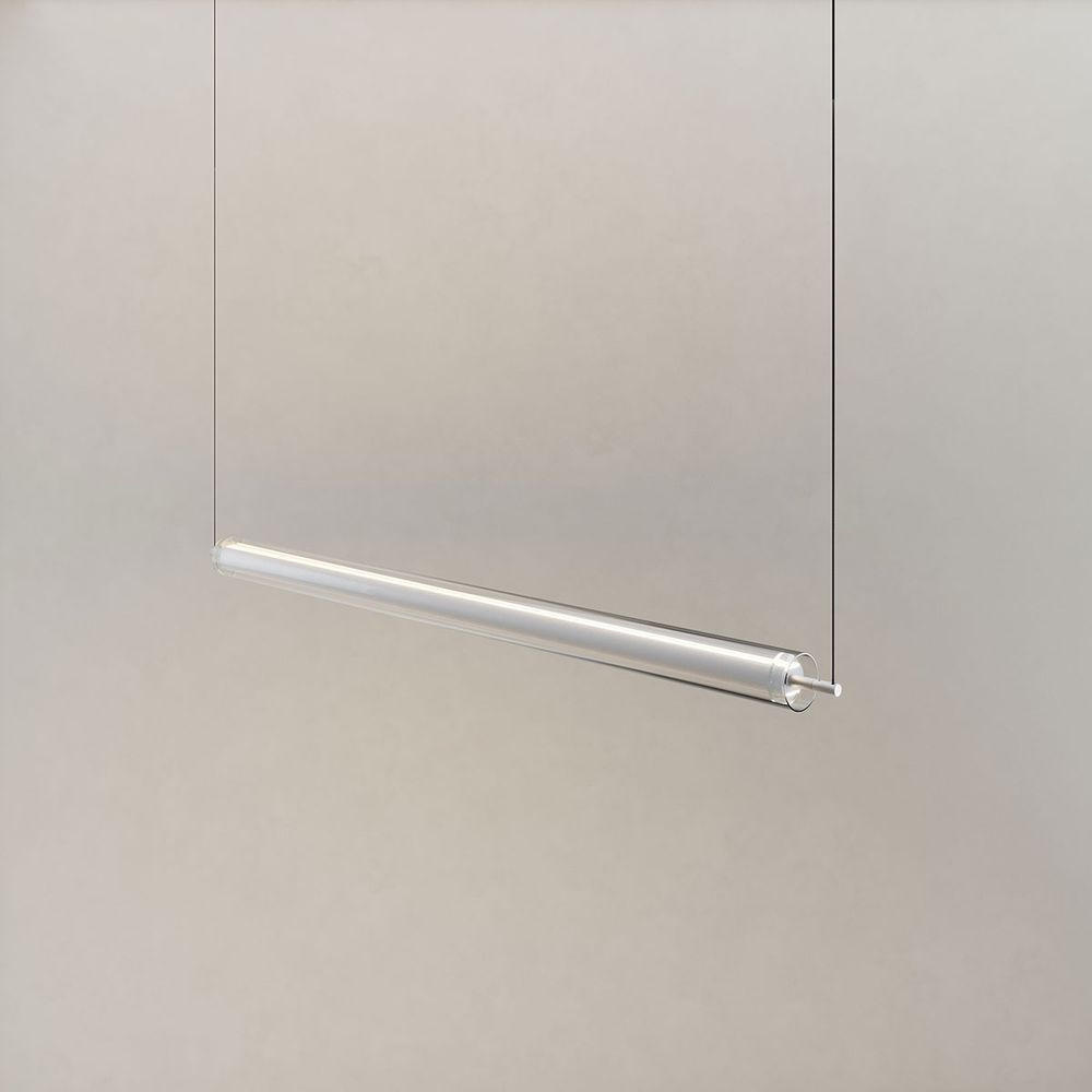 LED-HÄNGELAMPE Ranya Aluminium/Klar 130cm - Klar/Alufarben, Glas (130/7/7cm) - s.luce