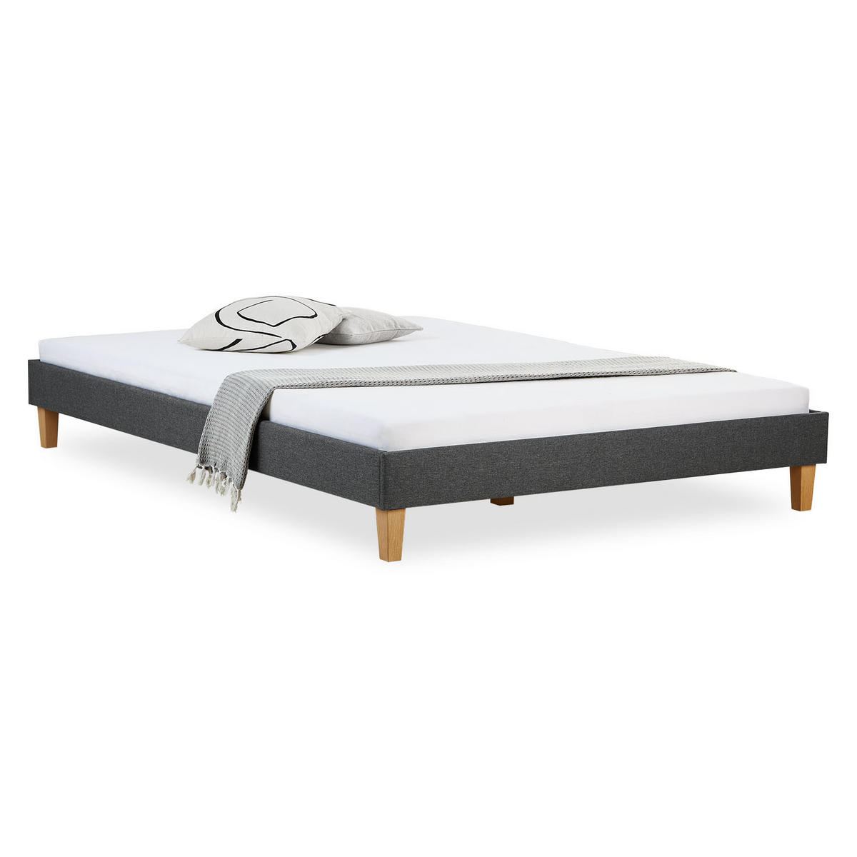 POLSTERBETT mit Lattenrost 160/200 cm in Grau - Grau, Textil (160/200cm) - Homestyle4u