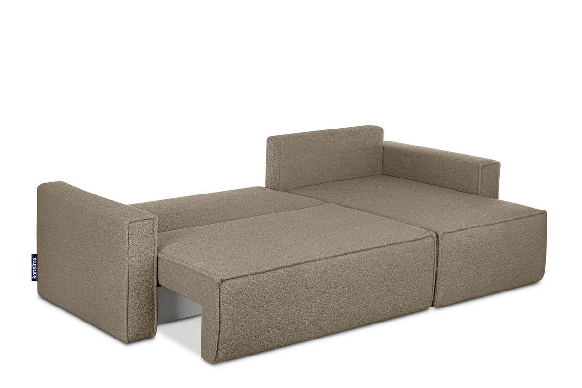 ECKSOFA-LINKS/RECHTS NAPI II mit Schlaffunktion, dunkelbeige - Beige/Braun, Textil (246/148cm) - KONSIMO®