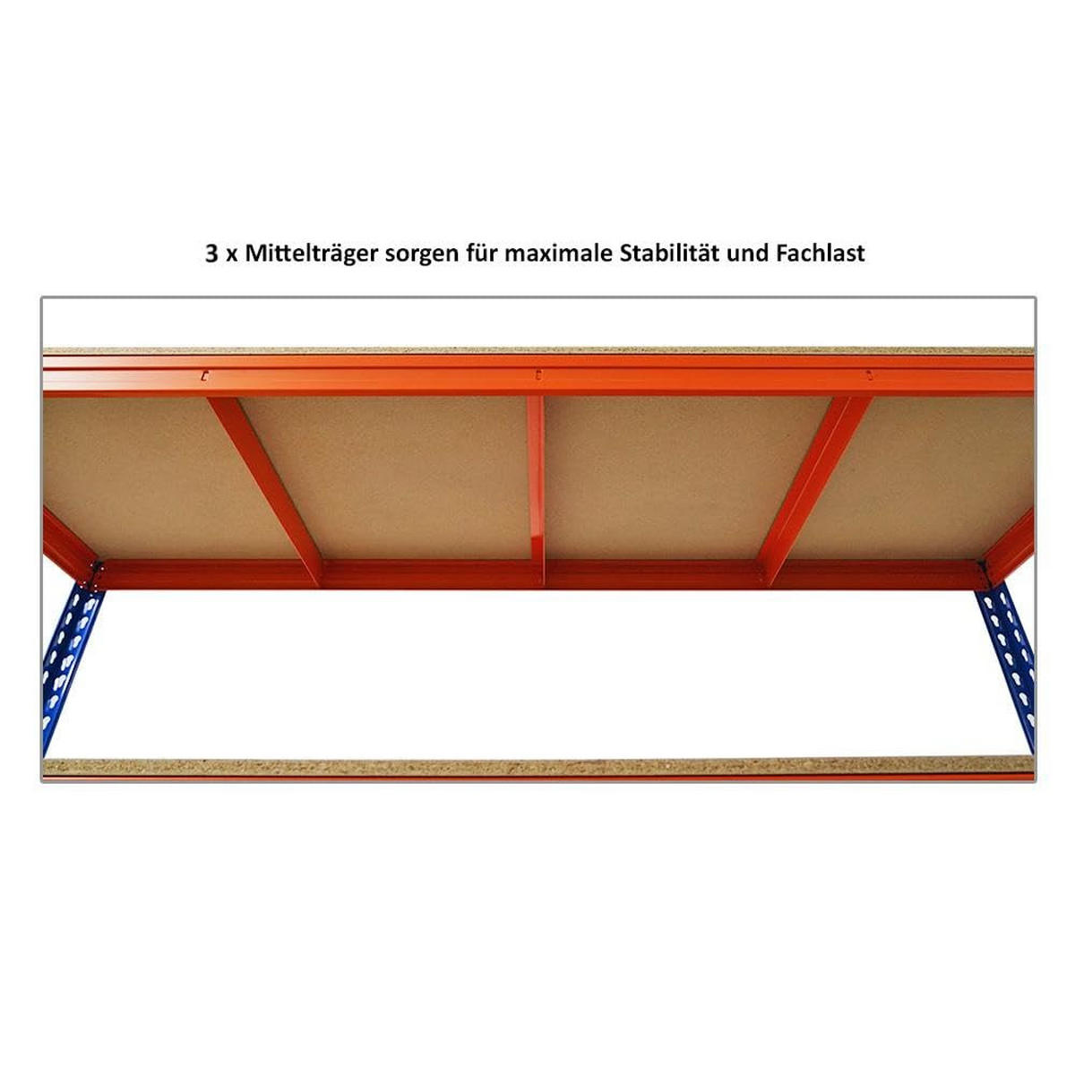 SCHWERLASTREGAL Bison 2er-Set mit 2x 200x200x60 cm 4 Fachböden Fachlast 600 kg Blau-Orange - Orange, Metall (400/200/60cm) - PROREGAL