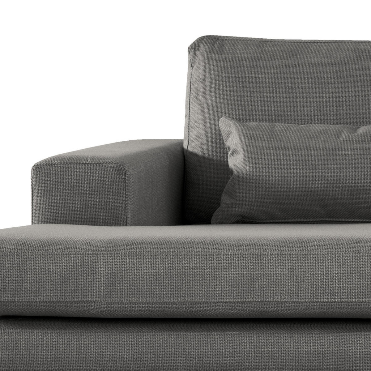 ECKSOFA mit Longchair - Eichefarben/Dunkelgrau, Eichenholz/Textil (281/153cm) - home24