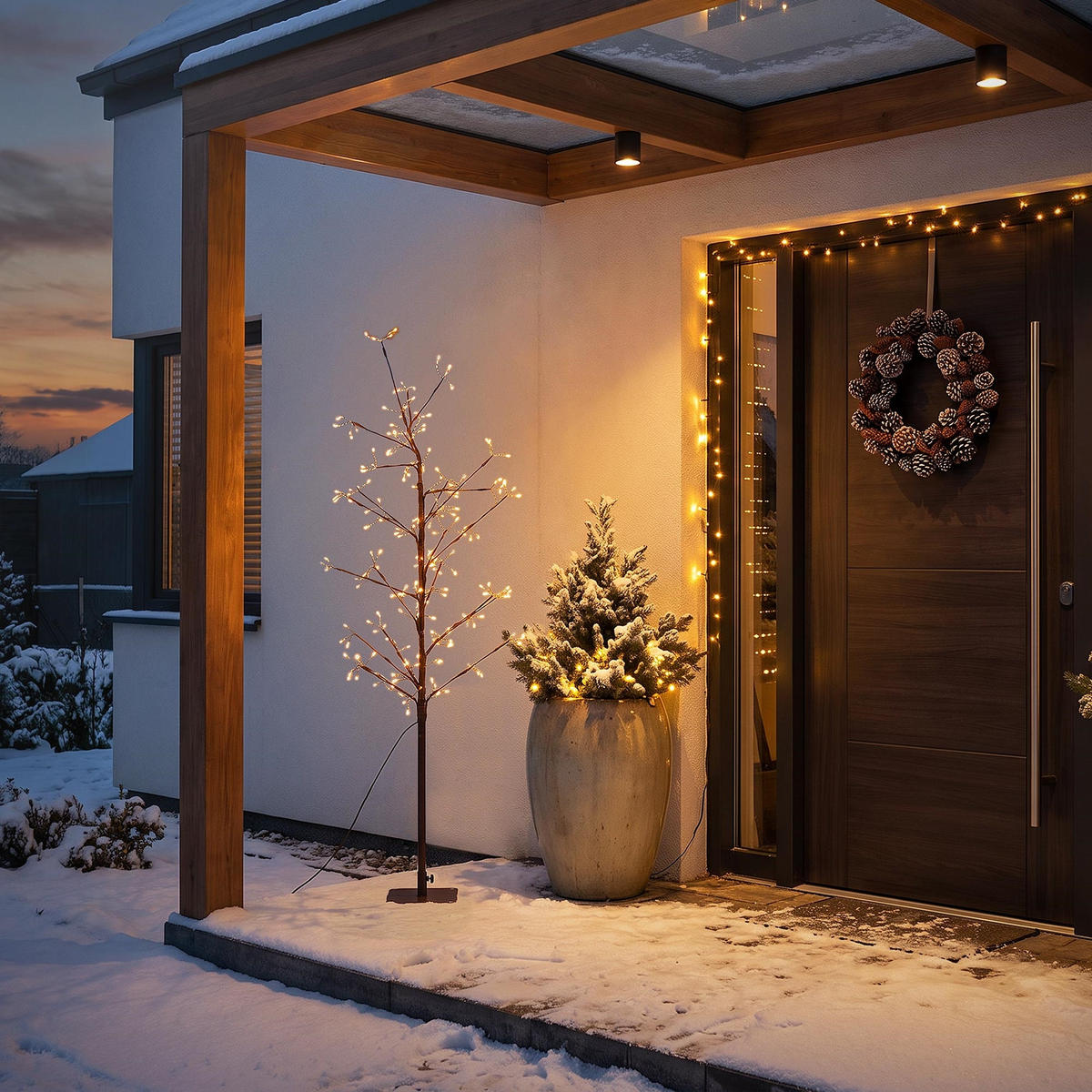 LED BAUM Outdoor Lichterbaum 150 cm Weihnachtsbeleuchtung Weihnachtsdeko 855 LEDs Warmweiß Innen/Außen - Braun, Metall (65/150/65cm) - ECD-Germany