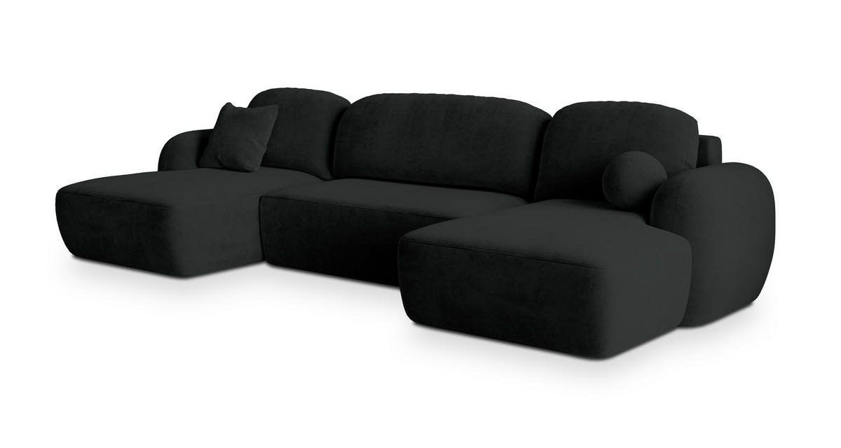 ROHOVÁ SEDAČKA SAVONA černá - černá, dřevo/textil (320/148cm) - MASSENO