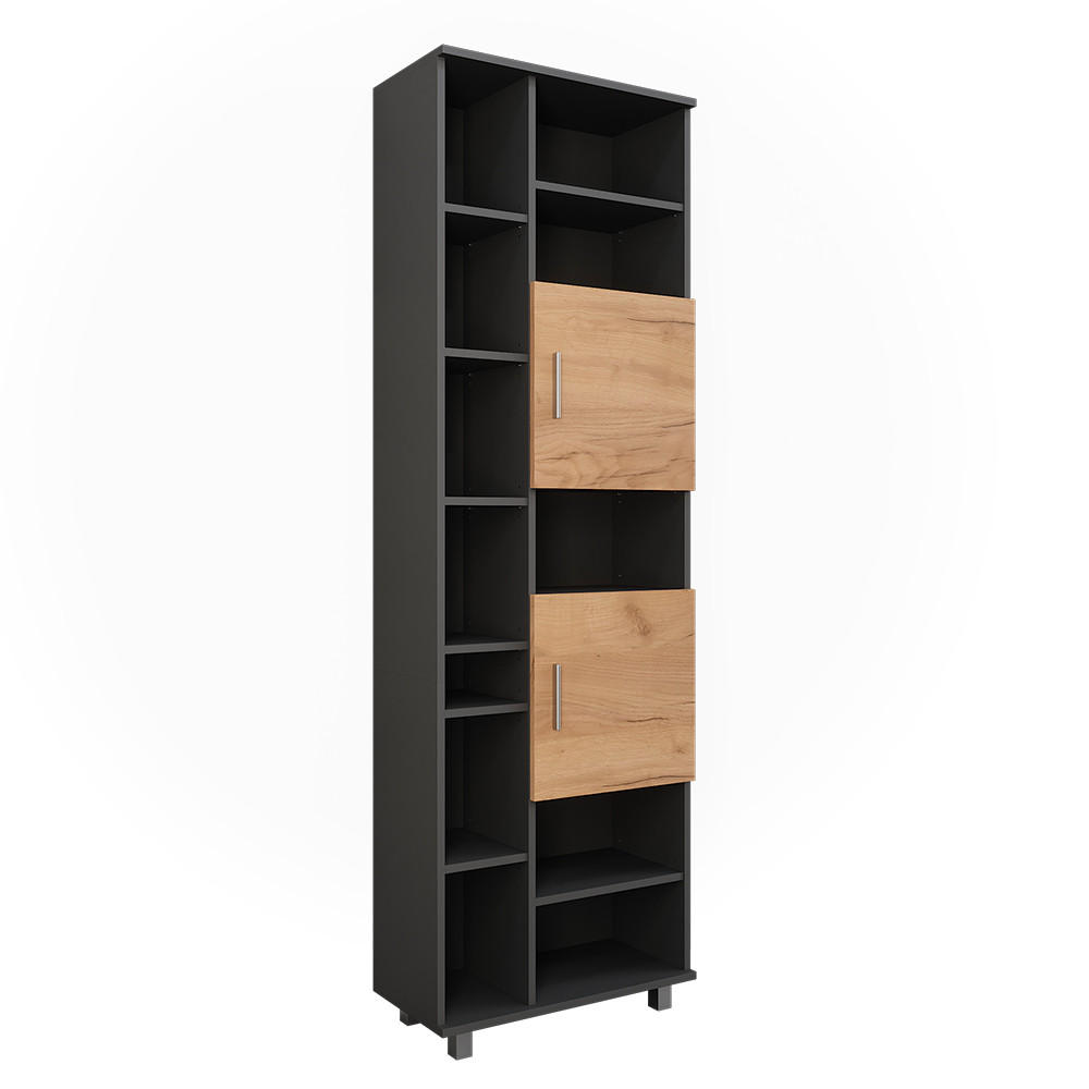 HOCHSCHRANK Ilias Anthrazit/Goldkraft Eiche 60.2 x 190 cm - Honigeiche/Anthrazit, Holzwerkstoff (60.2/190/30cm) - Vicco