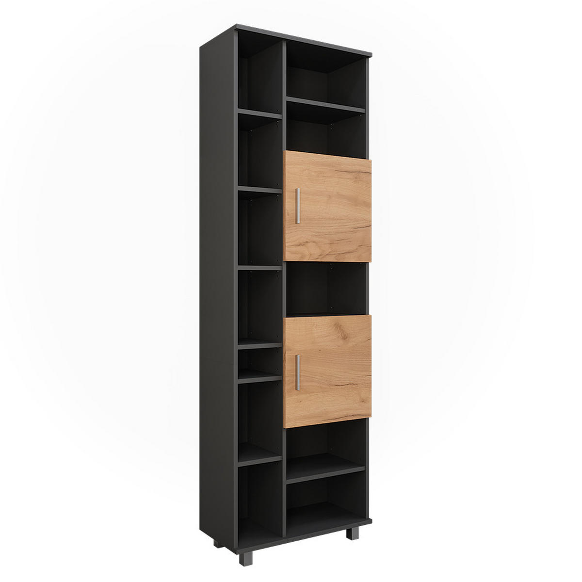 HOCHSCHRANK Ilias Anthrazit/Goldkraft Eiche 60.2 x 190 cm - Honigeiche/Anthrazit, Holzwerkstoff (60.2/190/30cm) - Vicco