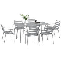 SITZGRUPPE, Stahl, Hellgrau - Hellgrau, Metall - Outsunny