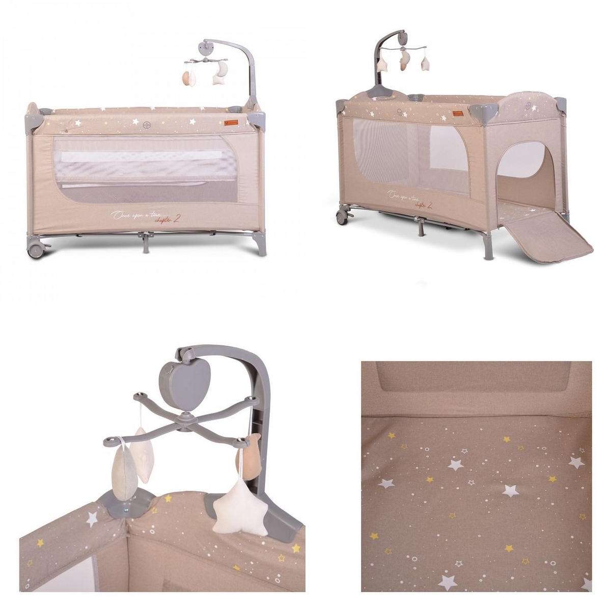 REISEBETT Once upon a time beige 2 Ebenen, Seiteneingang, Matratze, Mobile - Beige, Kunststoff (60/120cm) - Cangaroo