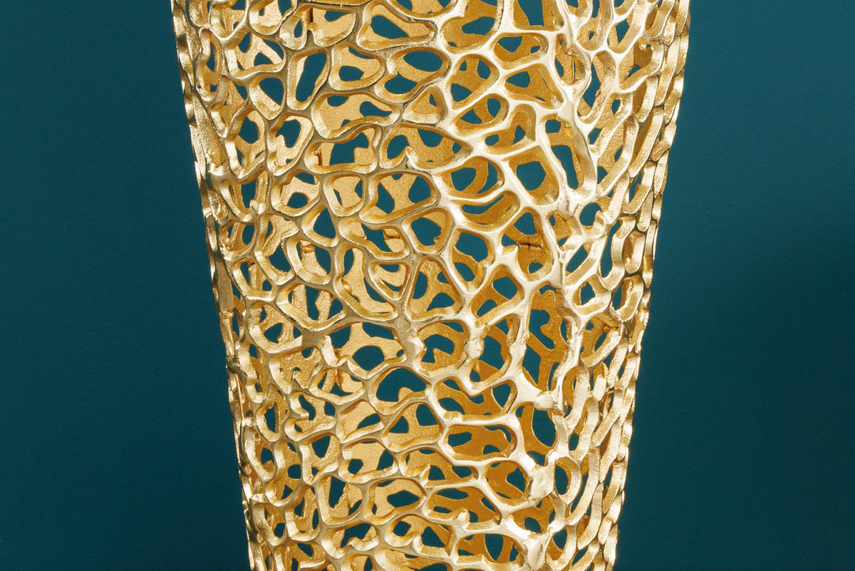 VASE ABSTRACT LEAF Metall Gold 34 cm - Goldfarben, Metall (92cm) - riess-ambiente