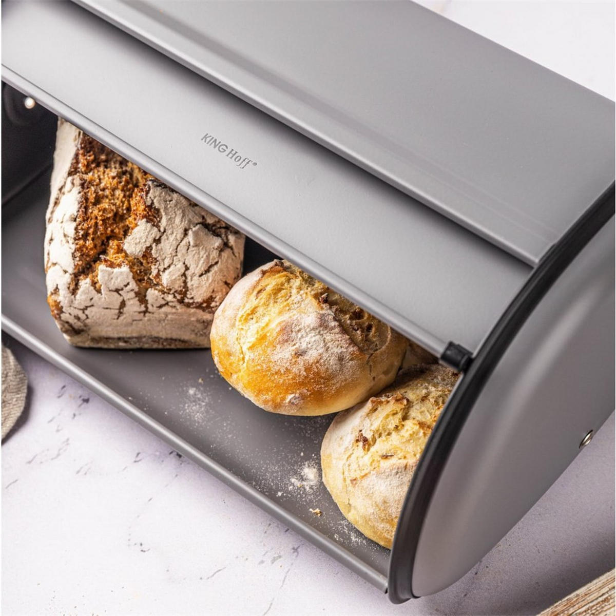 BROTKASTEN Silber 44/27/18.5 cm KH1863 - Silberfarben, Metall (27/18.5/44cm) - Kinghoff 