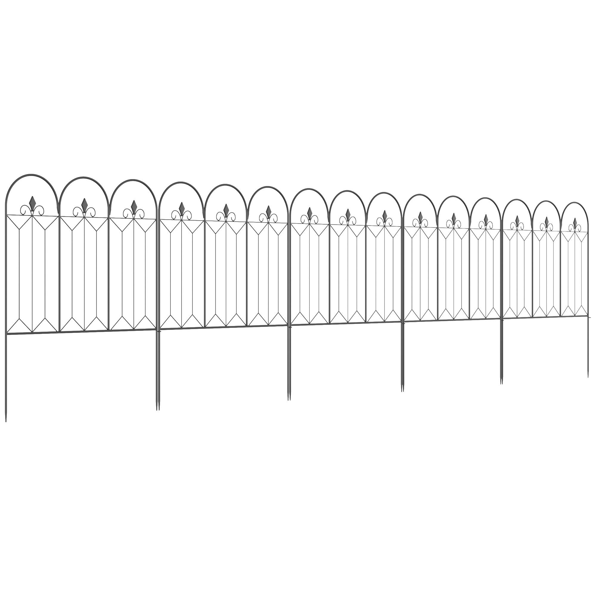 GARTENZAUN DE-18048 5-teilig, dekorativ mit Ornamenten Schwarz - Schwarz, Metall (1/79.5cm) - ComfortXL